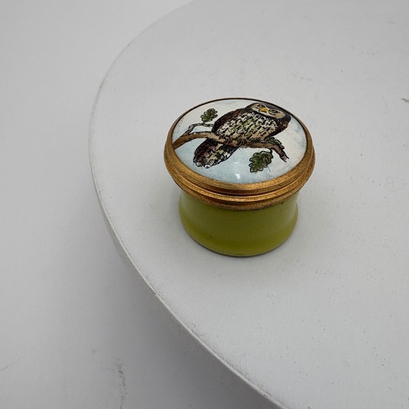 VTG Halcyon Days Bilston Battersea Enamels Owl Trinket‎ Pilll Box England - Picture 3 of 8